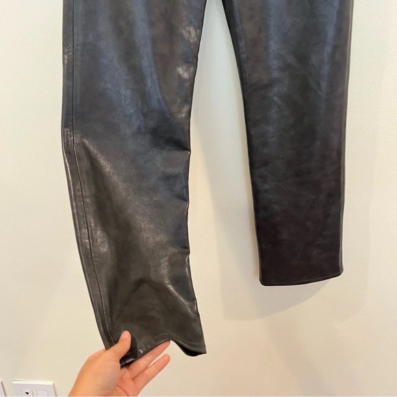 AGOLDE Sloane 100% Leather Gray Relaxed Baggy Classic Straight Leg Pants 27 - Picture 3 of 8